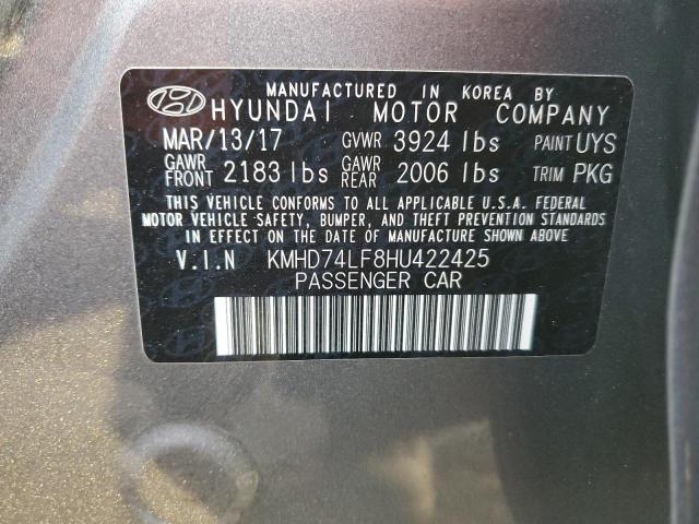 Photo 11 VIN: KMHD74LF8HU422425 - HYUNDAI ELANTRA SE 