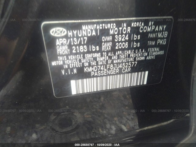 Photo 8 VIN: KMHD74LF8JU452577 - HYUNDAI ELANTRA 