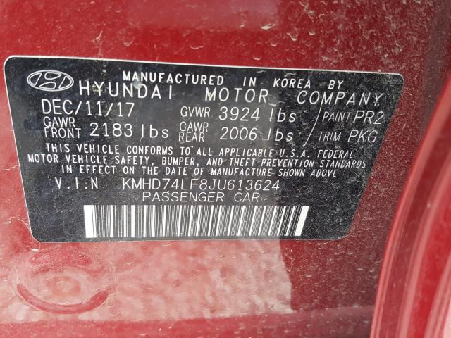 Photo 9 VIN: KMHD74LF8JU613624 - HYUNDAI ELANTRA SE 