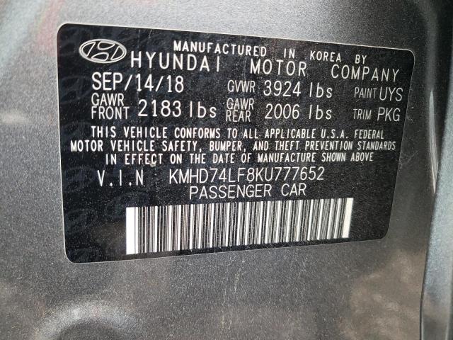 Photo 9 VIN: KMHD74LF8KU777652 - HYUNDAI ELANTRA 