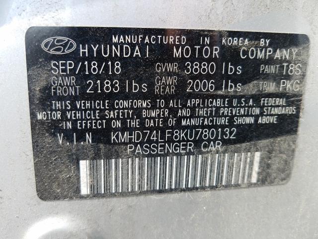 Photo 9 VIN: KMHD74LF8KU780132 - HYUNDAI ELANTRA SE 