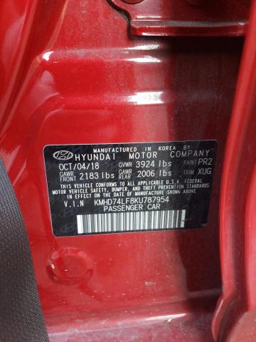 Photo 11 VIN: KMHD74LF8KU787954 - HYUNDAI ELANTRA SE 