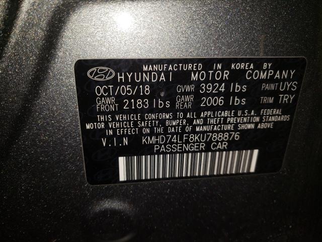 Photo 9 VIN: KMHD74LF8KU788876 - HYUNDAI ELANTRA SE 