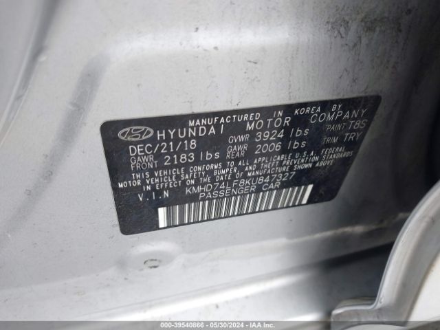 Photo 8 VIN: KMHD74LF8KU847327 - HYUNDAI ELANTRA 