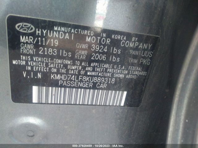 Photo 8 VIN: KMHD74LF8KU889318 - HYUNDAI ELANTRA 