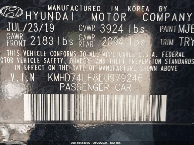 Photo 8 VIN: KMHD74LF8LU979246 - HYUNDAI ELANTRA 