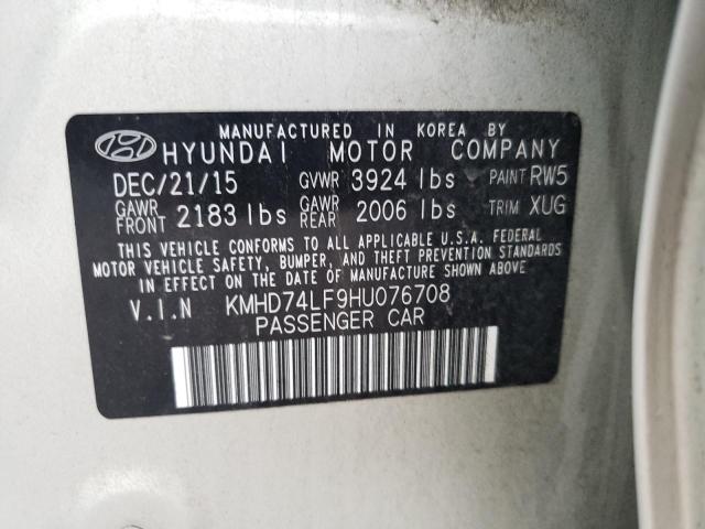 Photo 9 VIN: KMHD74LF9HU076708 - HYUNDAI ELANTRA SE 