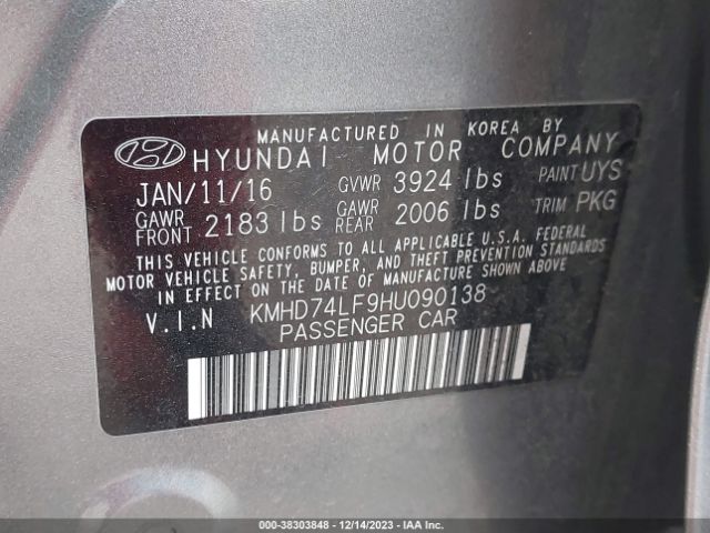 Photo 8 VIN: KMHD74LF9HU090138 - HYUNDAI ELANTRA 