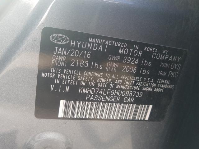 Photo 9 VIN: KMHD74LF9HU098739 - HYUNDAI ELANTRA SE 