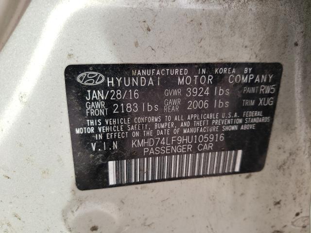 Photo 9 VIN: KMHD74LF9HU105916 - HYUNDAI ELANTRA SE 