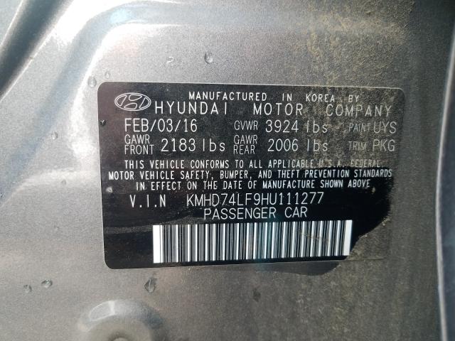 Photo 9 VIN: KMHD74LF9HU111277 - HYUNDAI ELANTRA SE 