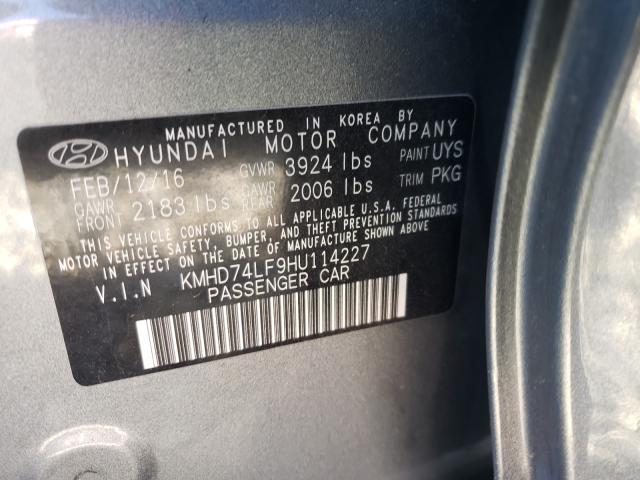 Photo 9 VIN: KMHD74LF9HU114227 - HYUNDAI ELANTRA SE 