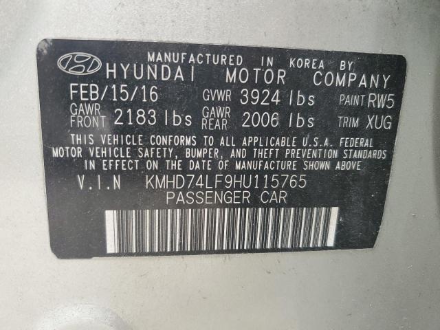 Photo 12 VIN: KMHD74LF9HU115765 - HYUNDAI ELANTRA 