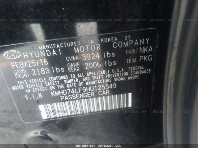 Photo 8 VIN: KMHD74LF9HU125549 - HYUNDAI ELANTRA 