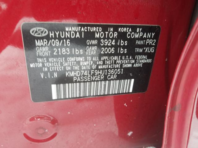 Photo 9 VIN: KMHD74LF9HU136051 - HYUNDAI ELANTRA SE 