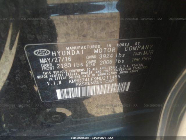 Photo 8 VIN: KMHD74LF9HU211489 - HYUNDAI ELANTRA 