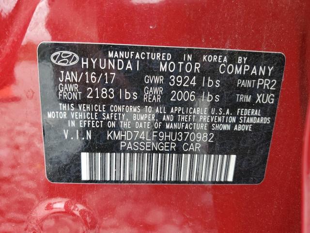 Photo 11 VIN: KMHD74LF9HU370982 - HYUNDAI ELANTRA SE 