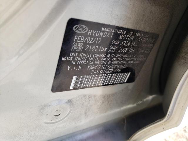 Photo 9 VIN: KMHD74LF9HU393842 - HYUNDAI ELANTRA SE 