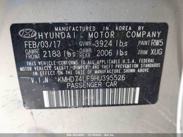 Photo 8 VIN: KMHD74LF9HU395526 - HYUNDAI ELANTRA 