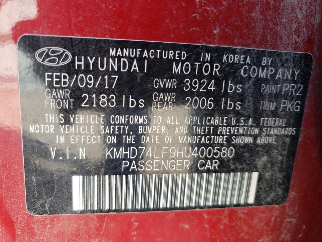 Photo 9 VIN: KMHD74LF9HU400580 - HYUNDAI ELANTRA SE 