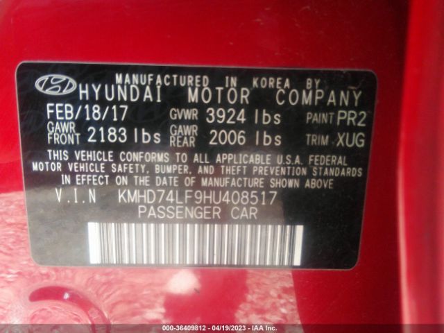 Photo 8 VIN: KMHD74LF9HU408517 - HYUNDAI ELANTRA 