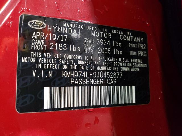 Photo 12 VIN: KMHD74LF9JU452877 - HYUNDAI ELANTRA SE 