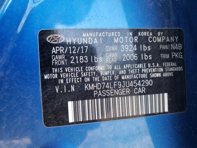 Photo 9 VIN: KMHD74LF9JU454290 - HYUNDAI ELANTRA SE 