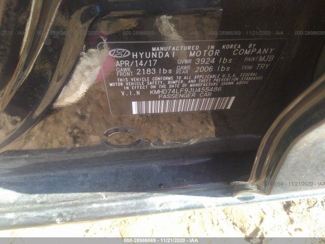 Photo 8 VIN: KMHD74LF9JU455486 - HYUNDAI ELANTRA 