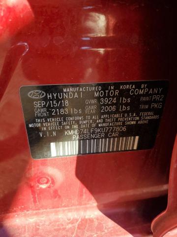 Photo 12 VIN: KMHD74LF9KU777806 - HYUNDAI ELANTRA SE 