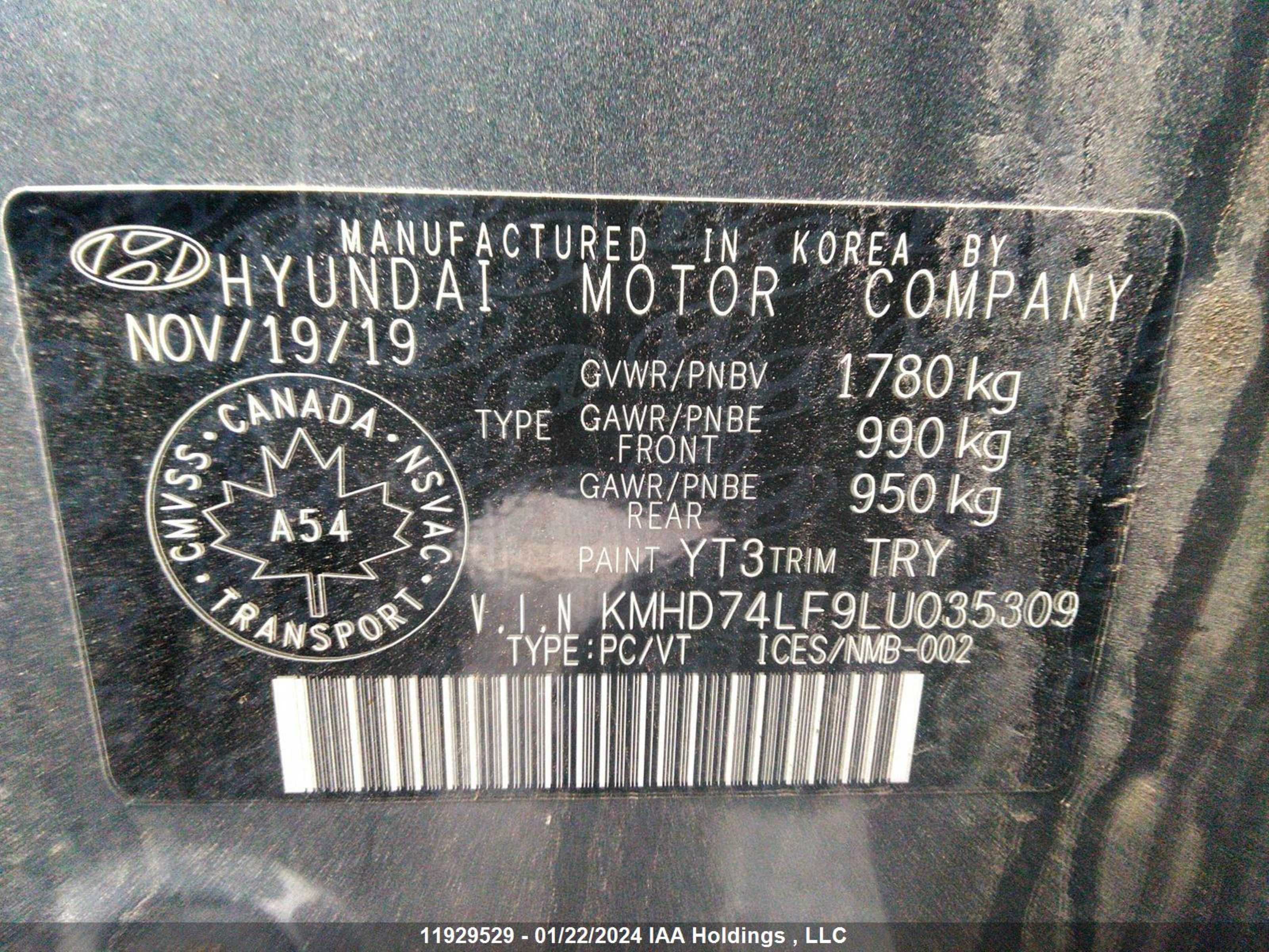 Photo 8 VIN: KMHD74LF9LU035309 - HYUNDAI ELANTRA 