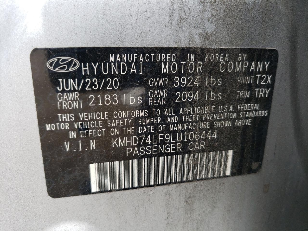 Photo 11 VIN: KMHD74LF9LU106444 - HYUNDAI ELANTRA 