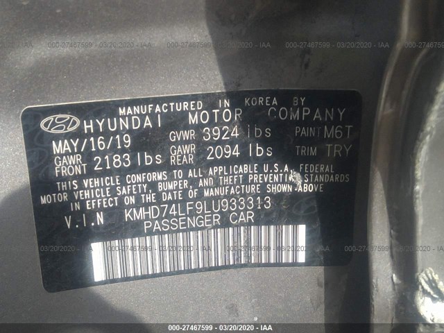 Photo 8 VIN: KMHD74LF9LU933313 - HYUNDAI ELANTRA 