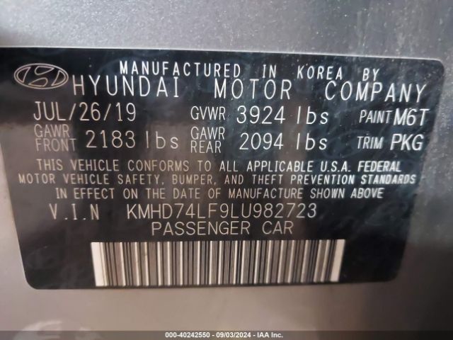 Photo 8 VIN: KMHD74LF9LU982723 - HYUNDAI ELANTRA 