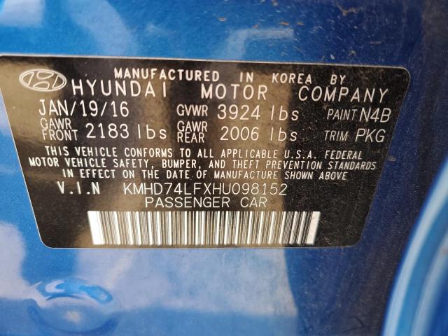 Photo 12 VIN: KMHD74LFXHU098152 - HYUNDAI ELANTRA SE 