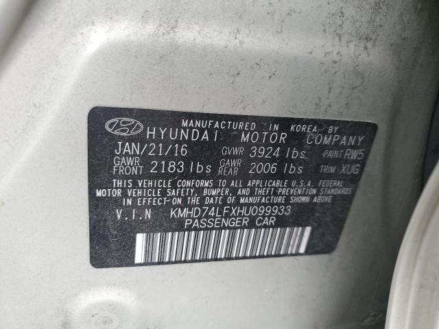 Photo 11 VIN: KMHD74LFXHU099933 - HYUNDAI ELANTRA 