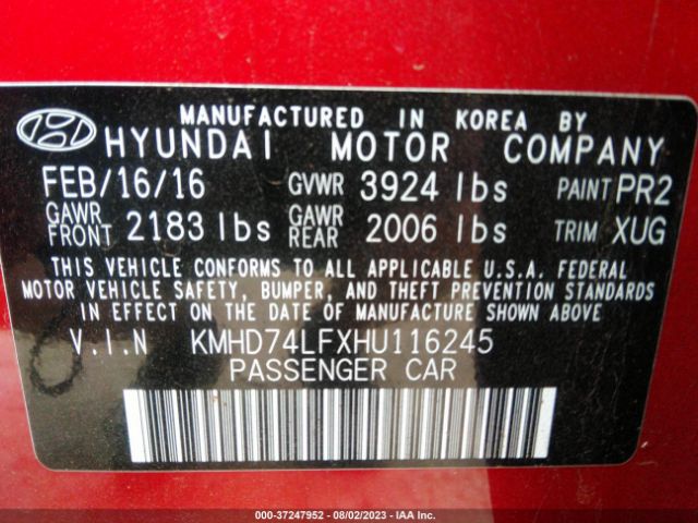 Photo 8 VIN: KMHD74LFXHU116245 - HYUNDAI ELANTRA 