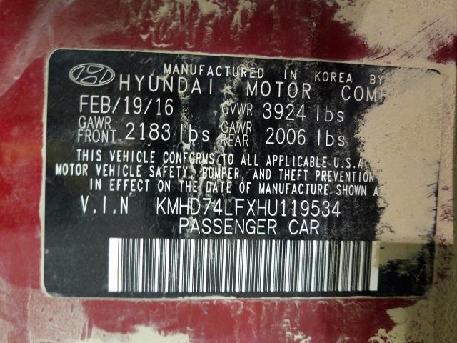 Photo 9 VIN: KMHD74LFXHU119534 - HYUNDAI ELANTRA SE 