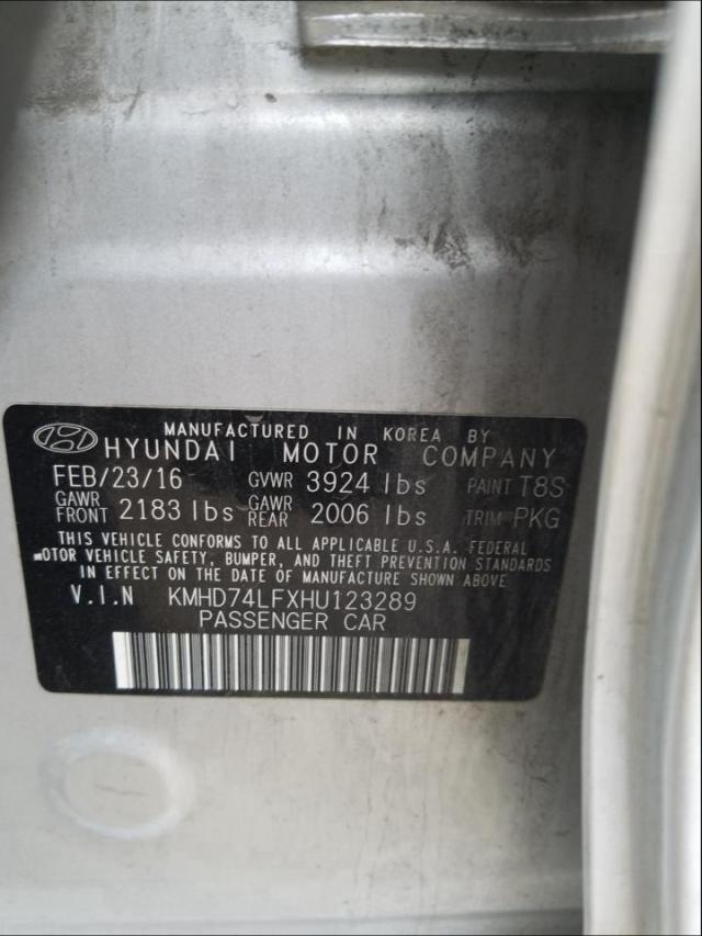 Photo 9 VIN: KMHD74LFXHU123289 - HYUNDAI ELANTRA SE 