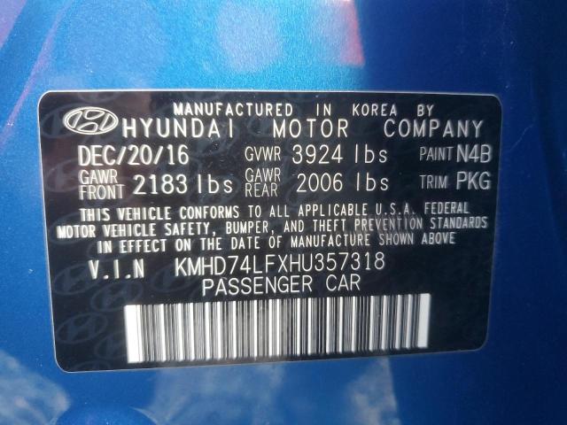 Photo 12 VIN: KMHD74LFXHU357318 - HYUNDAI ELANTRA SE 