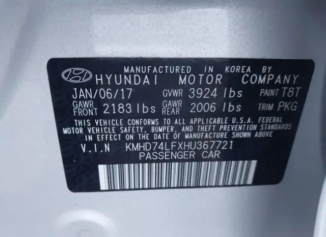 Photo 8 VIN: KMHD74LFXHU367721 - HYUNDAI ELANTRA 