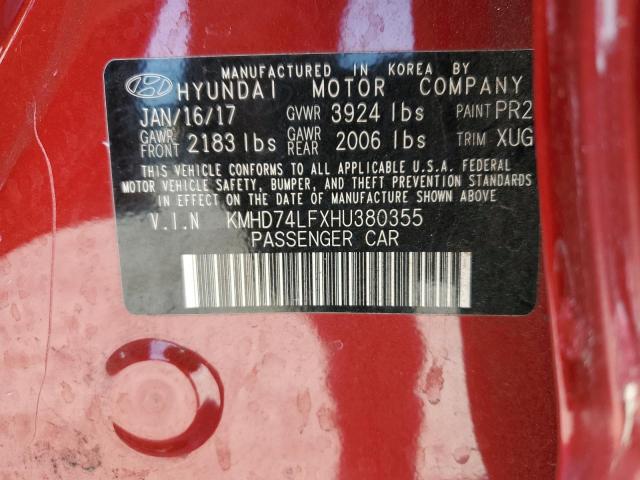 Photo 11 VIN: KMHD74LFXHU380355 - HYUNDAI ELANTRA 