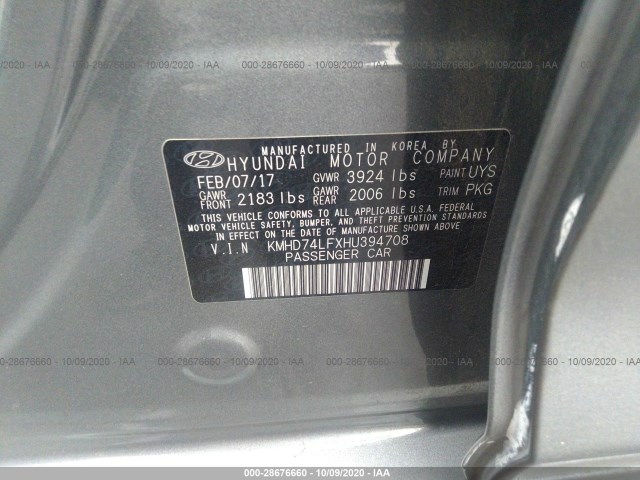 Photo 8 VIN: KMHD74LFXHU394708 - HYUNDAI ELANTRA 