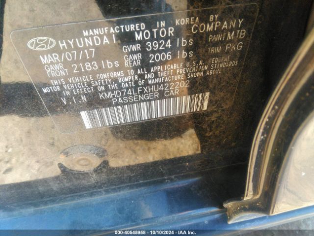 Photo 8 VIN: KMHD74LFXHU422202 - HYUNDAI ELANTRA 