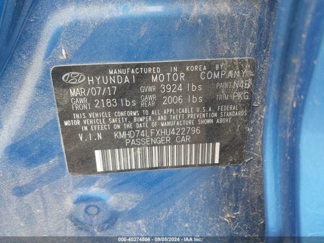 Photo 8 VIN: KMHD74LFXHU422796 - HYUNDAI ELANTRA 