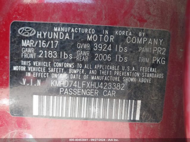 Photo 8 VIN: KMHD74LFXHU423382 - HYUNDAI ELANTRA 