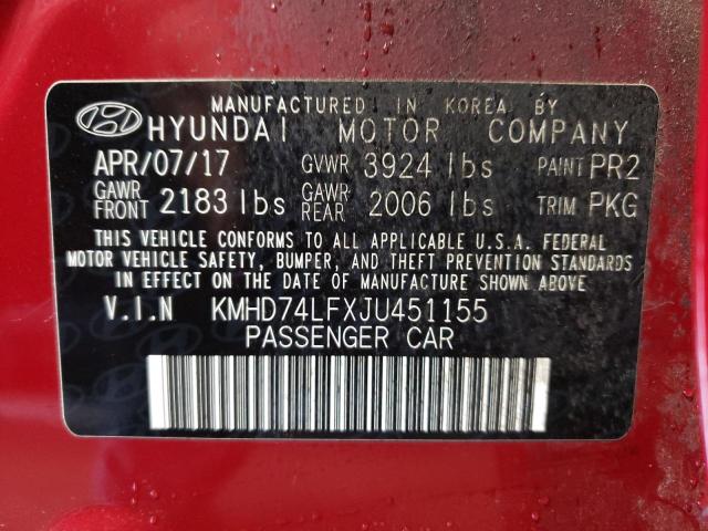 Photo 9 VIN: KMHD74LFXJU451155 - HYUNDAI ELANTRA 