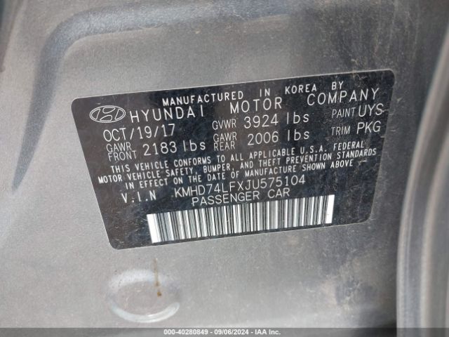 Photo 8 VIN: KMHD74LFXJU575104 - HYUNDAI ELANTRA 