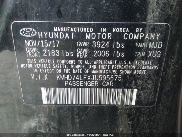 Photo 8 VIN: KMHD74LFXJU595675 - HYUNDAI ELANTRA 