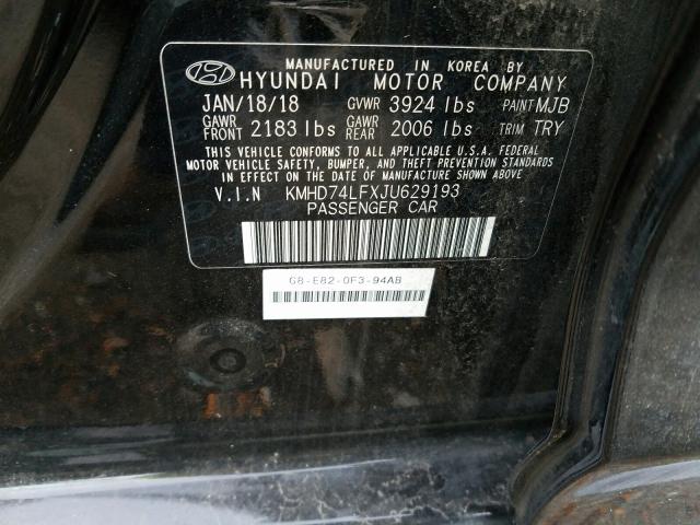 Photo 9 VIN: KMHD74LFXJU629193 - HYUNDAI ELANTRA SE 