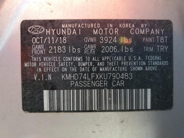 Photo 12 VIN: KMHD74LFXKU790483 - HYUNDAI ELANTRA SE 